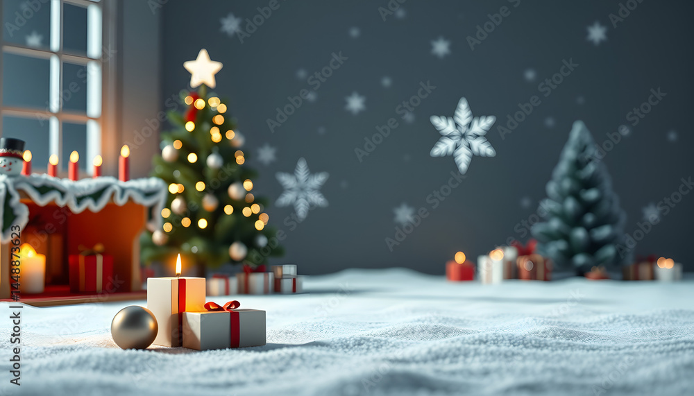 Obraz premium 3d render of christmas composition, professional photography. with white shades
