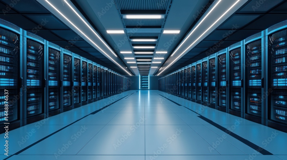 Fototapeta premium Futuristic Server Room: A Digital Infrastructure