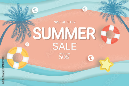 End of season summer sale concept banner