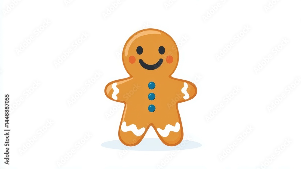 Obraz premium A cute Halloween gingerbread man cartoon sits on a white background, capturing the festive spirit in a charming way.