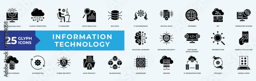 Information technology icon collection set with information tech, cloud computing, it manager, data analytics, big data