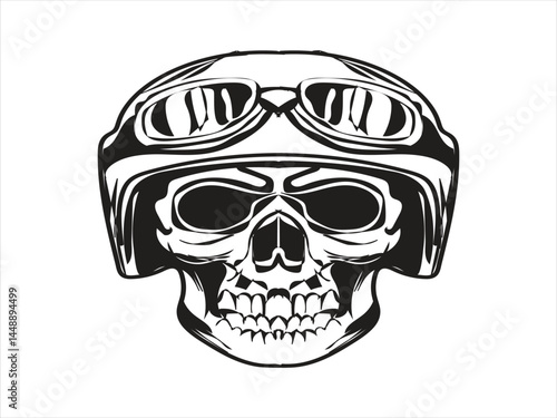 skull vector art logo design black and white illustration