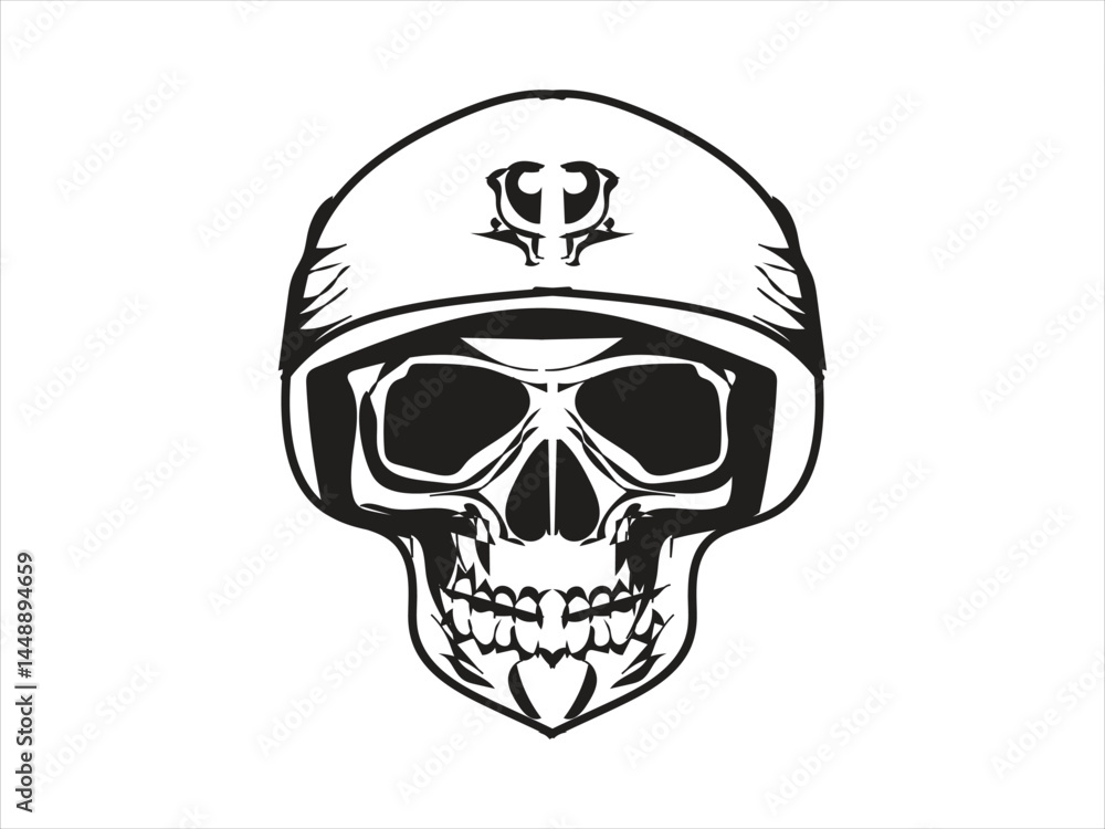 Obraz premium skull vector art logo design black and white illustration