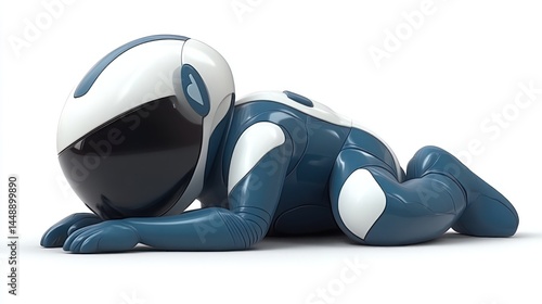 Futuristic Robot in Resting Pose HighTech Design for Science Fiction Technology and Innovat