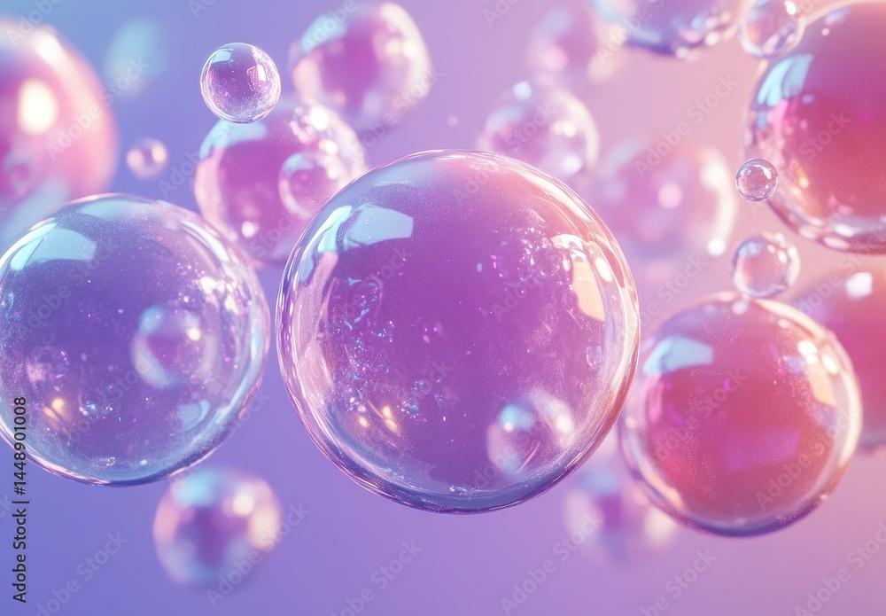 Abstract Translucent Bubbles Floating with Soft Lighting Effect on Purple Background Soap Bubbles Creating an Iridescent and Dreamlike Visual Display Abstract Translucent Bubbles Floating with Soft Lighting Effect on Purple Background Soap Bubbles Creating an Iridescent and Dreamlike Visual Display
