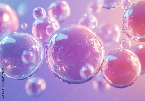 Wallpaper Mural Abstract Translucent Bubbles Floating with Soft Lighting Effect on Purple Background Soap Bubbles Creating an Iridescent and Dreamlike Visual Display Torontodigital.ca