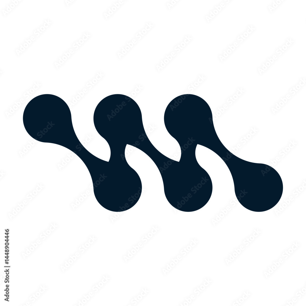 Fototapeta premium Organic connect pattern with metaball molecules. Geometric blob shapes and fluid dots. Flat vector illustration isolated on white background.
