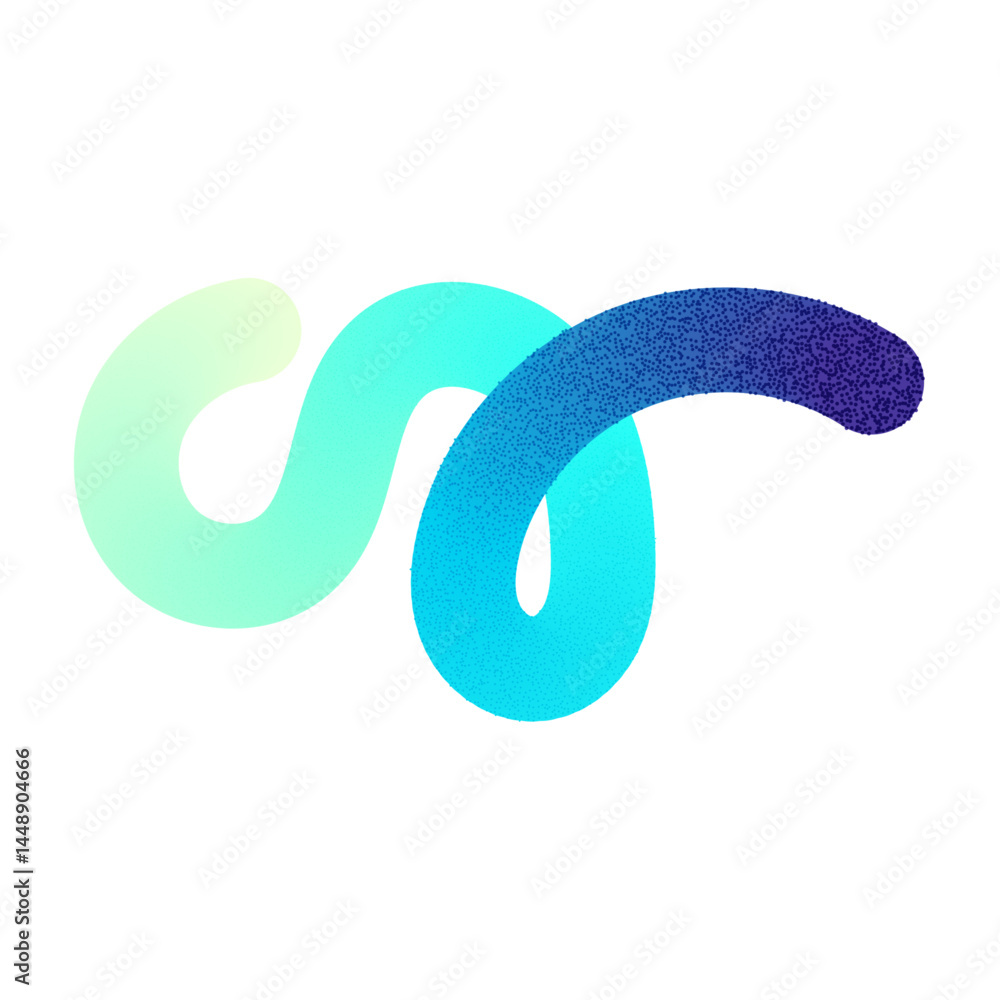 Fototapeta premium Abstract fluid gradient shape with 3D liquid brush strokes, blurred neon waves, holographic color blend design. Flat vector illustration isolated on white background.