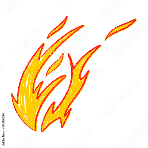 Hand-drawn bonfire with doodle flames and smoke. Retro campfire silhouette in vintage tattoo style. Flat vector illustration isolated on white background.