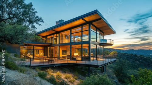 Modern Hillside Home with Stunning Sunset Views photo