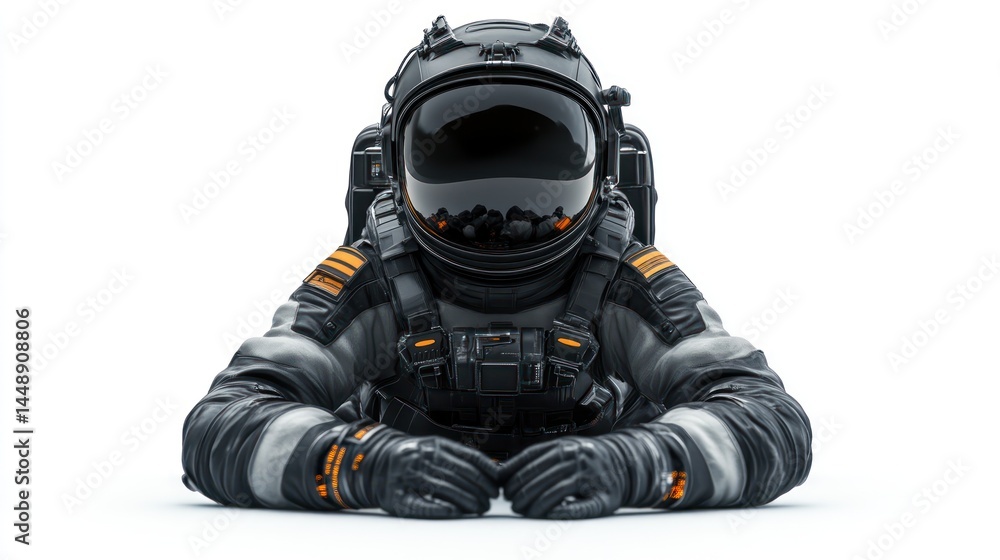Astronaut in futuristic space suit ready for exploration science fiction technology adventu