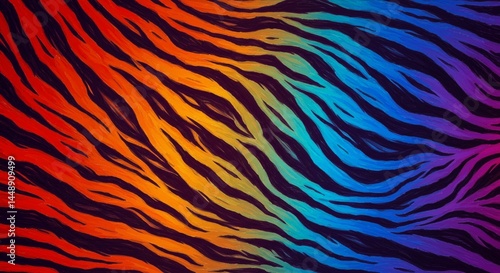 Vibrant Rainbow Tiger Stripes Pattern Colorful Animal Print Texture Background