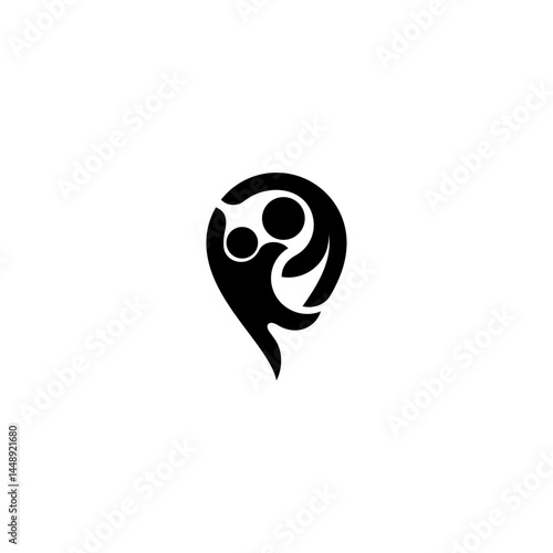Pin point and two connected people simple logo concept