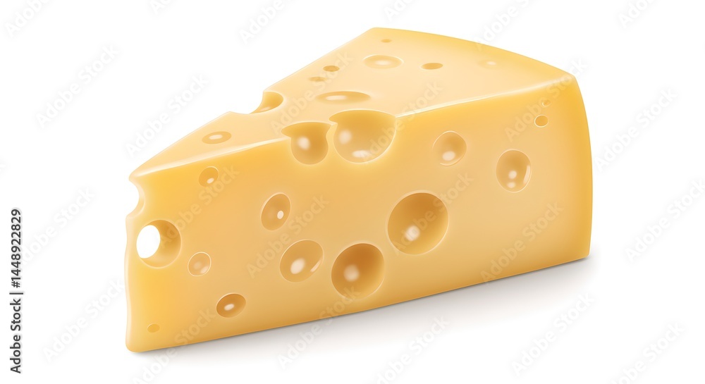 Photorealistic Swiss cheese wedge and cubes on white background. Photorealistic Swiss cheese wedge and cubes on white background.