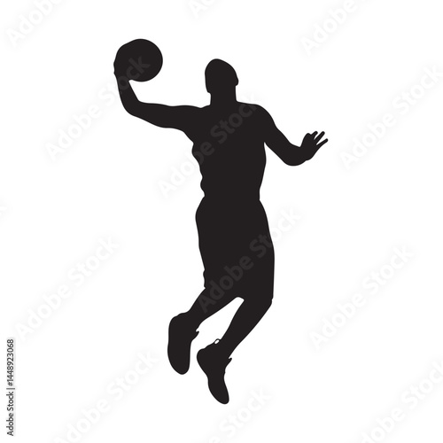 Basketball player silhouette dunking vector illustration sports graphic design action shot athletic competition