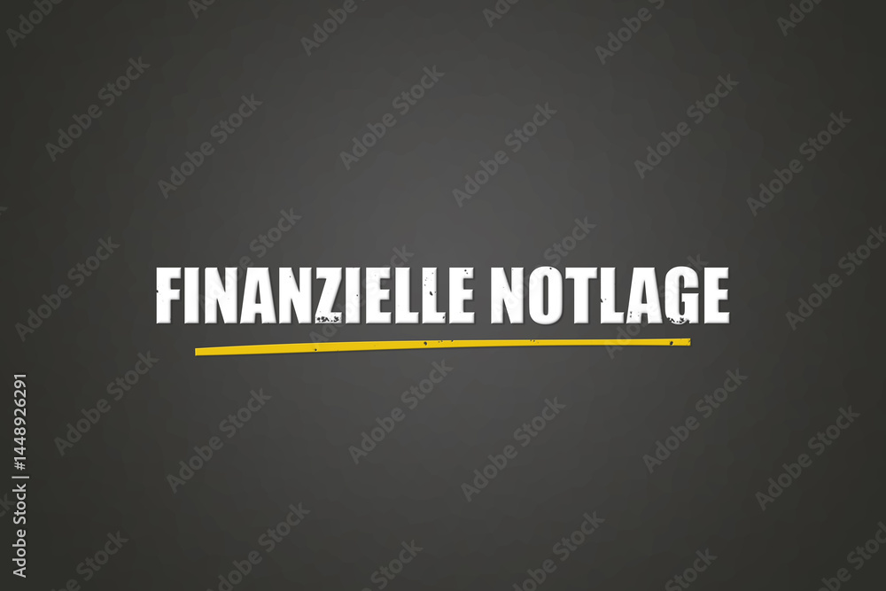 Obraz premium Finanzielle Notlage (Financial distress) - A blackboard with white text.