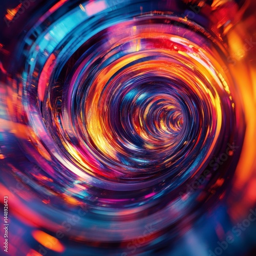 Swirling Abstract Vortex of Blue Orange and Yellow Light with Dynamic Motion and Futuristic Energy Background