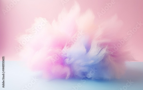 A fluffy cloud of hair with pink, blue, and purple colors
