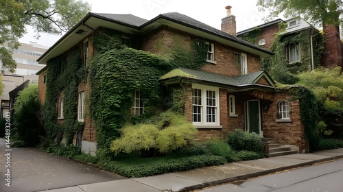 Wallpaper Mural Charming Ivy-Covered Brick Residential House Exterior Inspiration for Rustic Home Facades and Cozy Garden Integration Torontodigital.ca