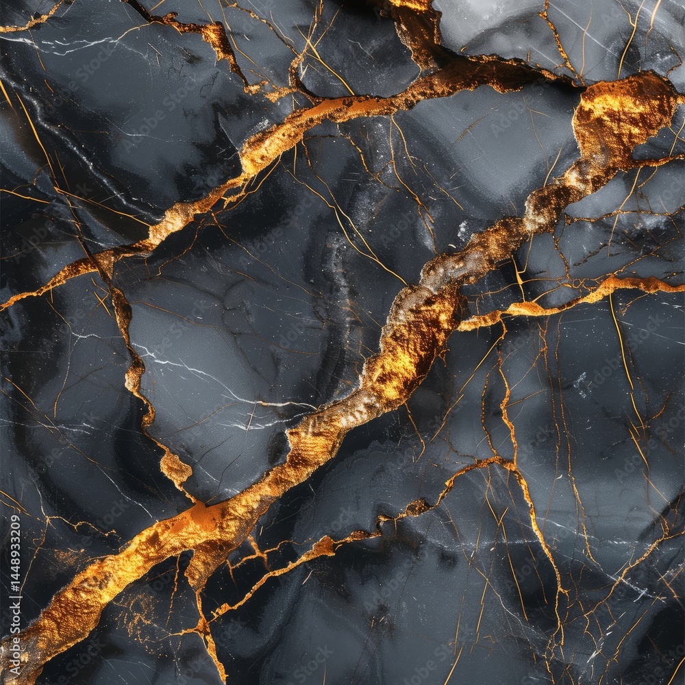 Black marble texture with glowing golden cracks — dramatic abstract stone background
Black marble texture with glowing golden cracks — dramatic abstract stone background