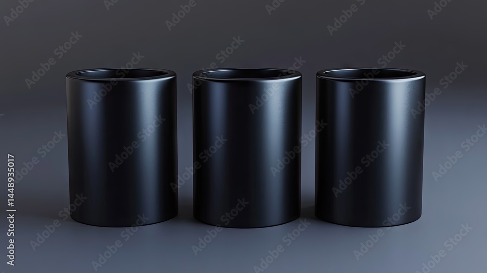 Three dark cylindrical objects on a neutral background. Three dark cylindrical objects on a neutral background.