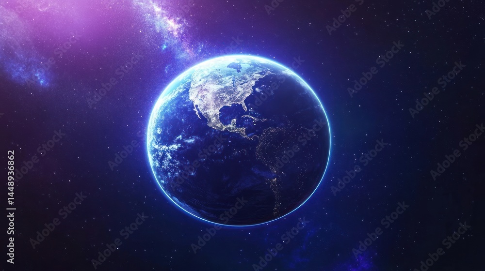 Obraz premium Stunning Celestial View: Earth's Night Lights from Space