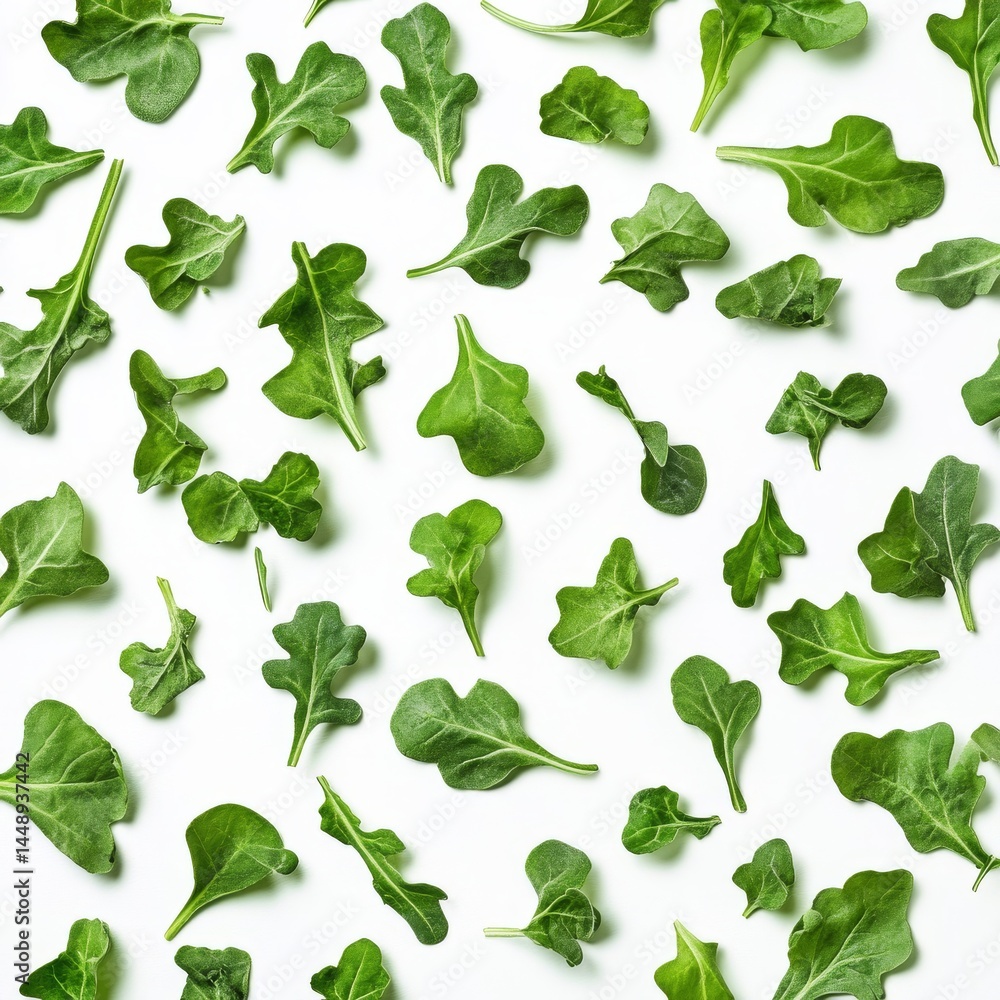 Fresh Green Salad Leaves Pattern on white background Fresh Green Salad Leaves Pattern on white background