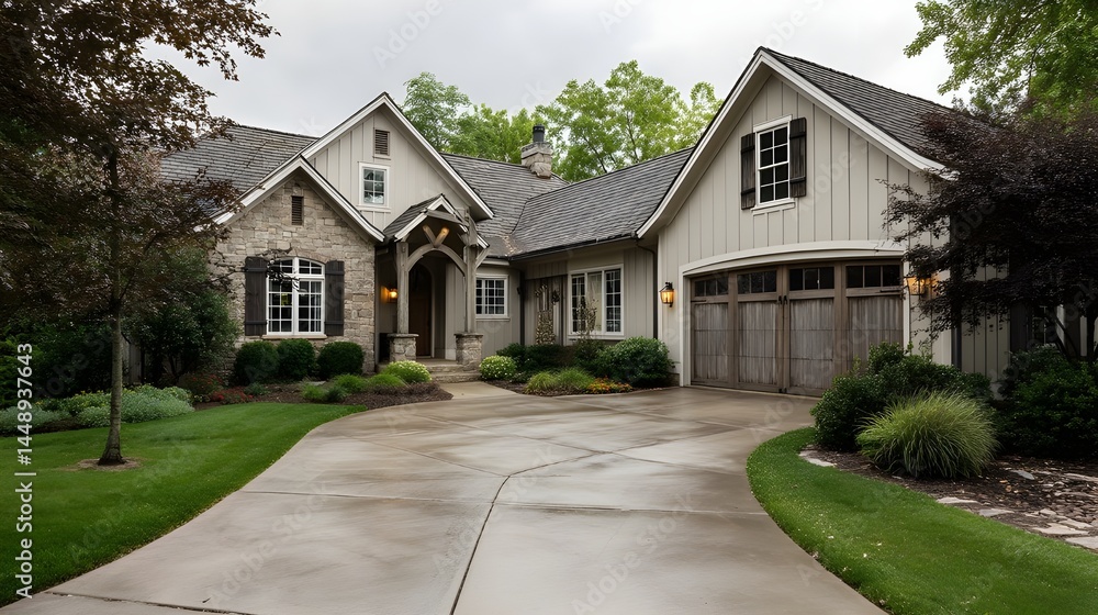 Idyllic Estate with Wide Driveway and Manicured Lawns for Luxurious Suburban Living and Curb Appeal Inspiration Idyllic Estate with Wide Driveway and Manicured Lawns for Luxurious Suburban Living and Curb Appeal Inspiration