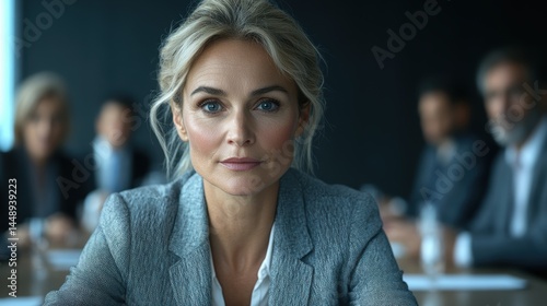 Woman leading a meeting at a conference table