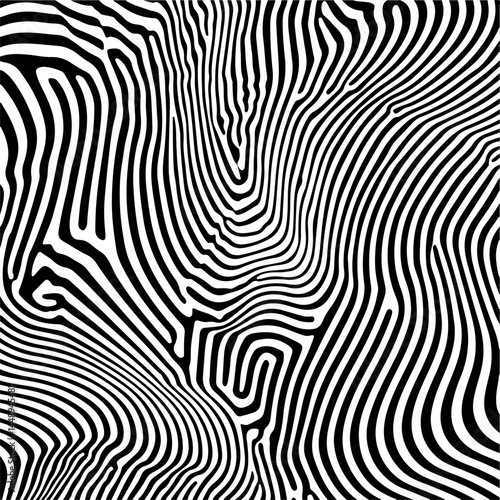 Wallpaper Mural Abstract vector illustration with black and white wavy lines creating an optical illusion effect. The hypnotic pattern is dynamic and visually engaging, evoking a sense of movement and depth. Torontodigital.ca