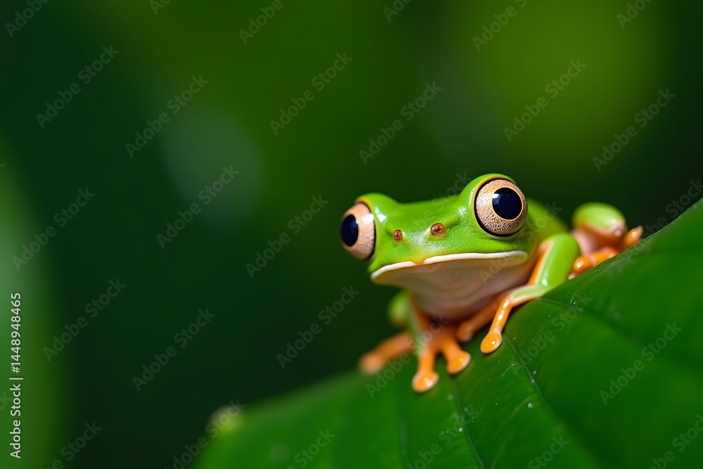 Tree frog leaf amphibian in tropical amazon jungle. Tree frog leaf amphibian in tropical amazon jungle.