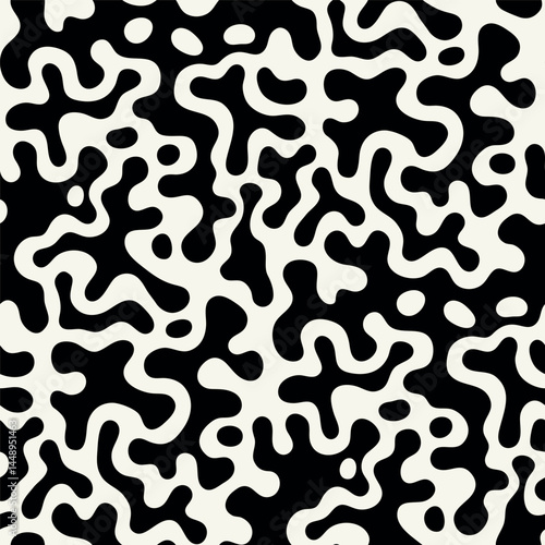 Vector seamless pattern. Free form organic shapes. Stylish structure of natural spots. Hand drawn abstract background. Can be used as swatch in Illustrator. Monochrome spotty print.