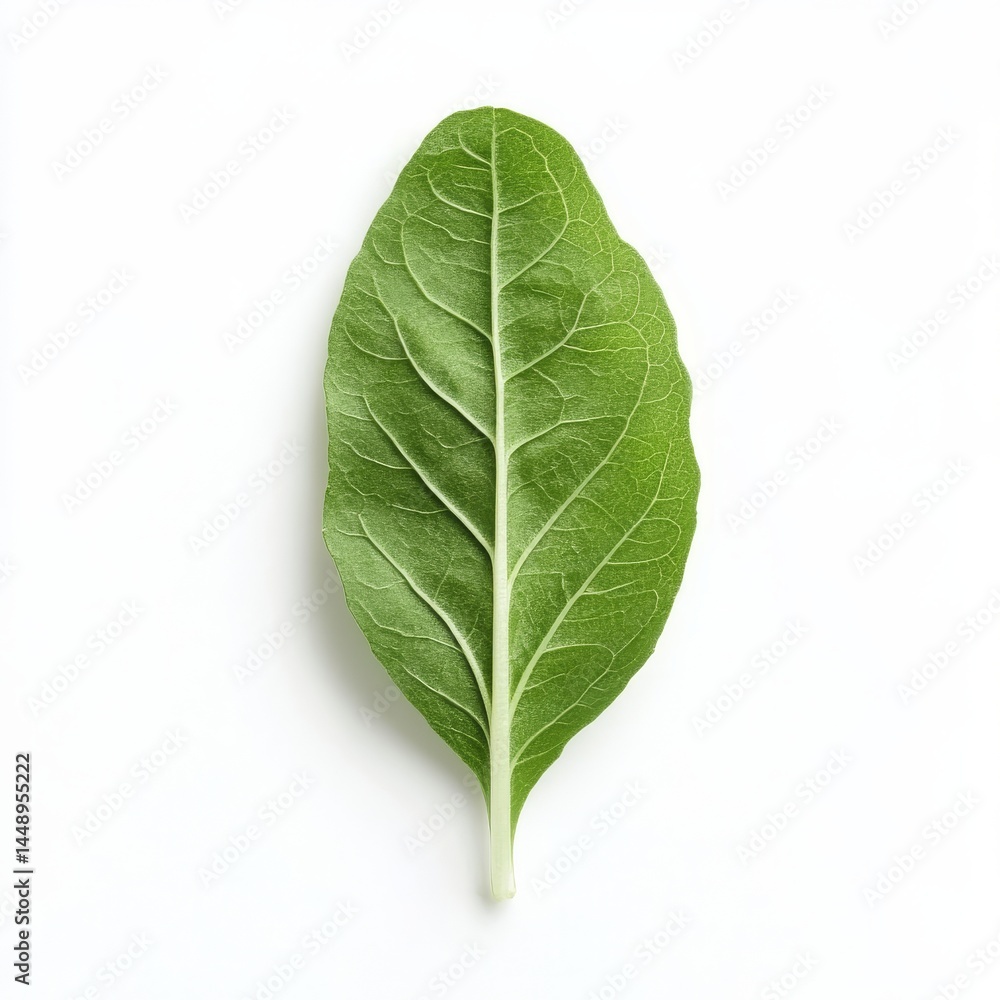Fototapeta premium Vibrant Green Leaf Closeup on white background