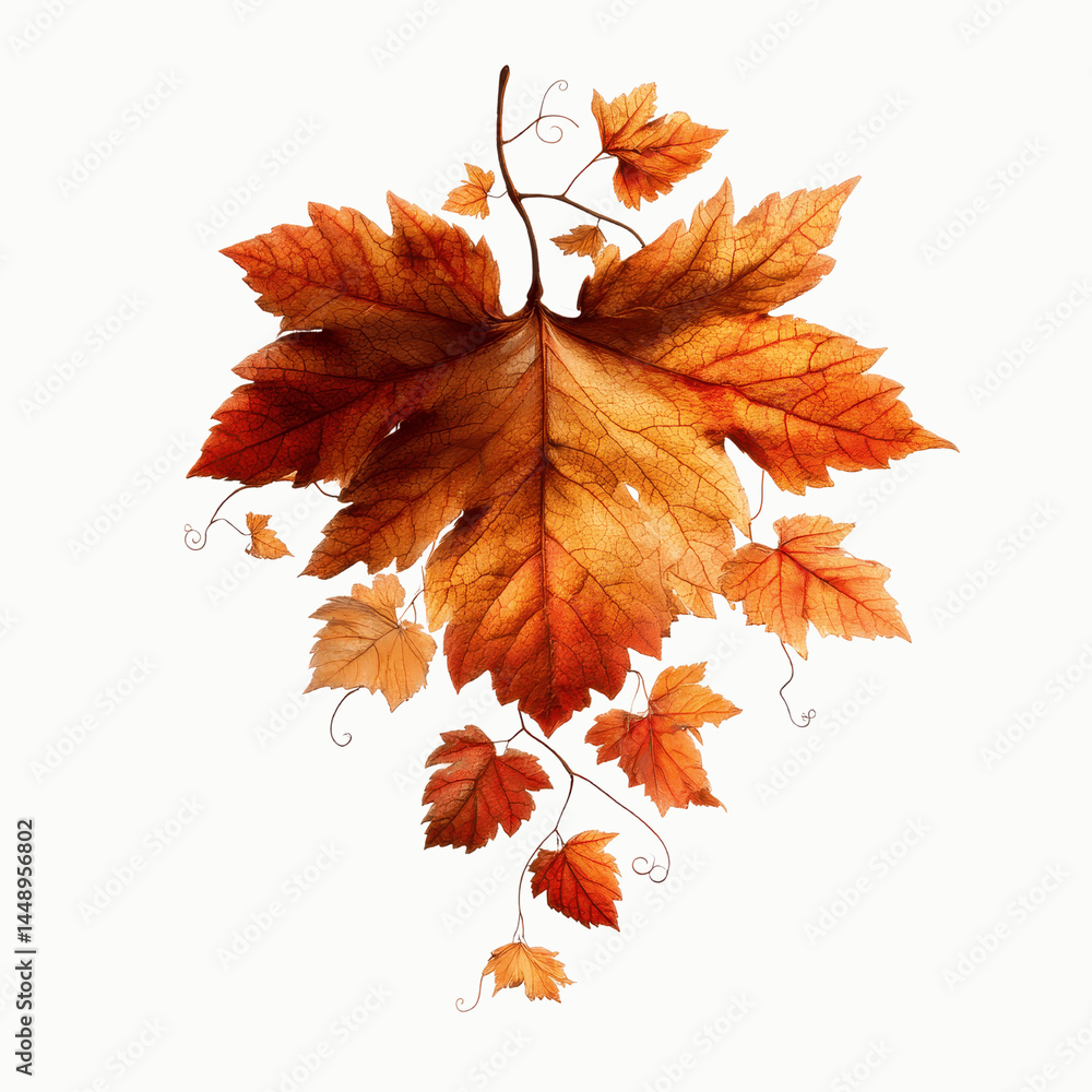 Fototapeta premium Autumnal Vine Leaves A Vibrant Display of Fall Foliage
