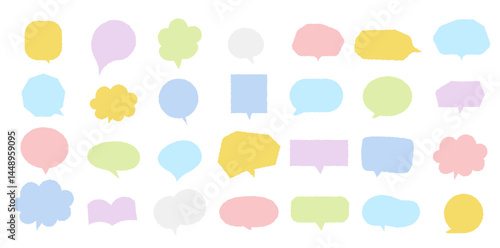 吹き出しセット　パステルカラー手書き風
