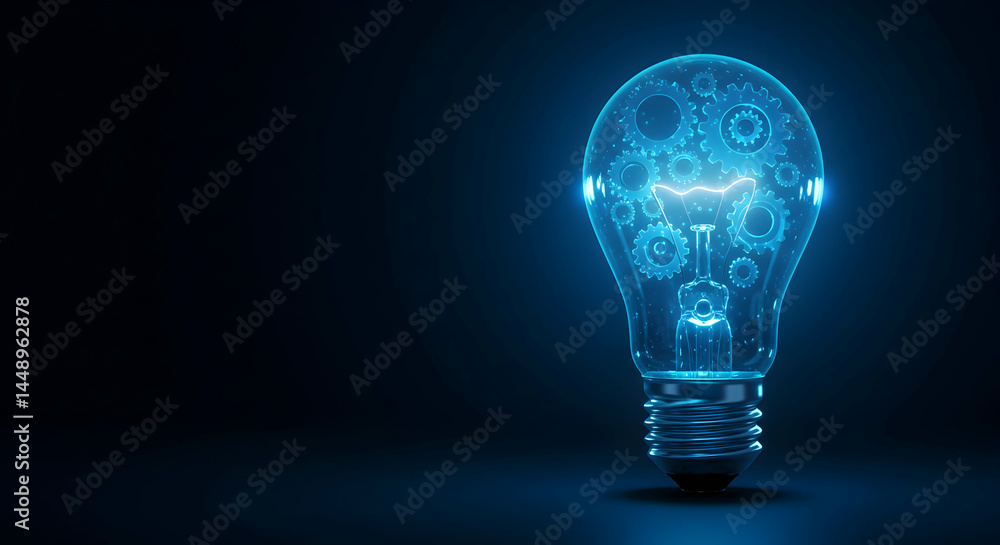 Illuminated Light Bulb with Gears Symbolizing Innovation and Ideas Illuminated Light Bulb with Gears Symbolizing Innovation and Ideas