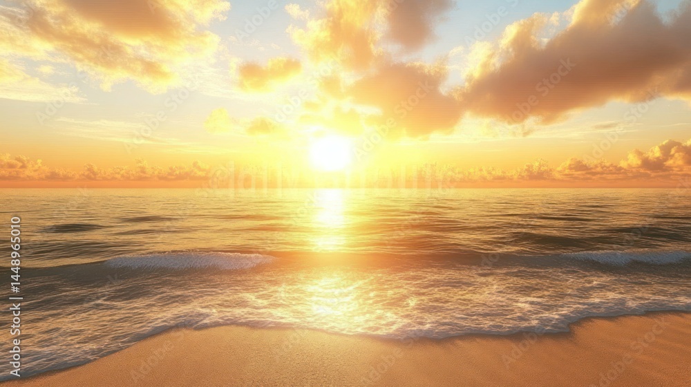 Obraz premium Golden Sunset on Beach