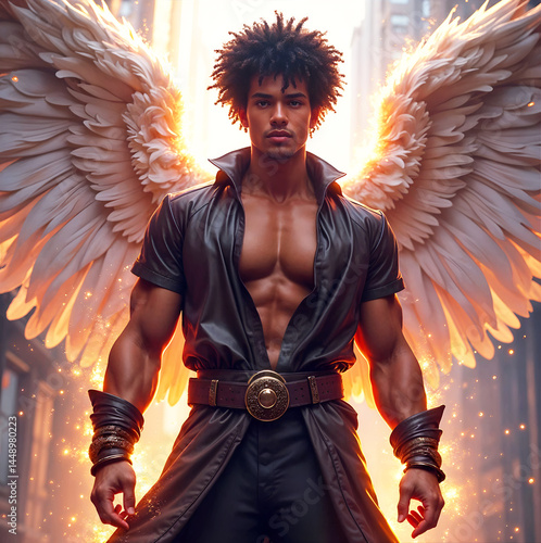 Male Angel With Afro Look Gnerated With AI