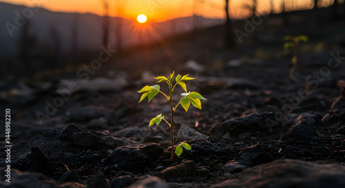 Wallpaper Mural New Plant Growing After Burn at Sunset Hope and Perseverance Torontodigital.ca