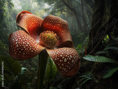 beautiful rafflesia flower in jungle  - ai