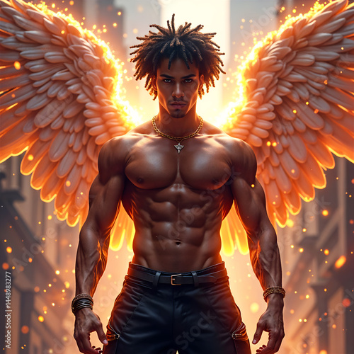 Male Angel With Afro Look Gnerated With AI
