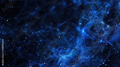 Abstract picture micro light sparkling particle represent data flow vivid flowing wave with high tech background, create digital effect scene perfect for energetic and fantasy wallpaper design. AIG53.
