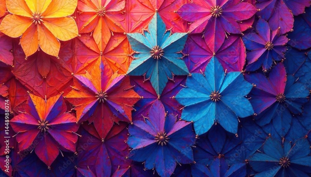 Intricate tessellation of geometric shapes in vibrant hues, creative, mosaic, design element Intricate tessellation of geometric shapes in vibrant hues, creative, mosaic, design element