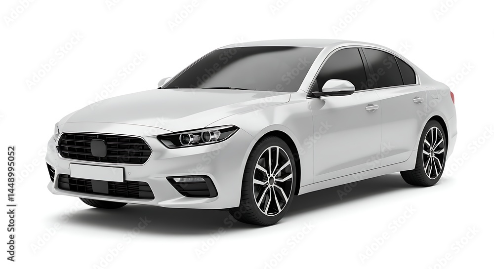 Sleek Silver Sedan Isolated on White Background in Automotive Rendering Sleek Silver Sedan Isolated on White Background in Automotive Rendering