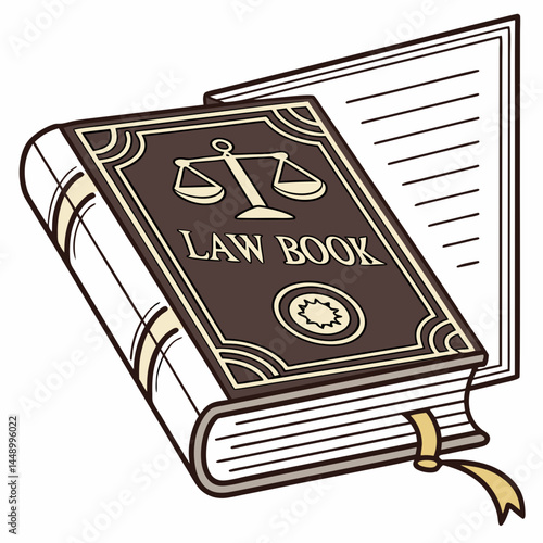 Law Book With Scales Of Justice And Legal Document Vector Illustration