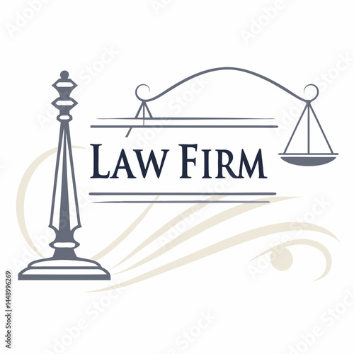 Elegant Law Firm Logo With Scales Of Justice Illustration Vector