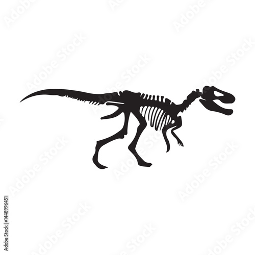 Dinosaur skeleton tyrannosaurus rex fossil prehistoric animal bone t rex silhouette vector illustration
