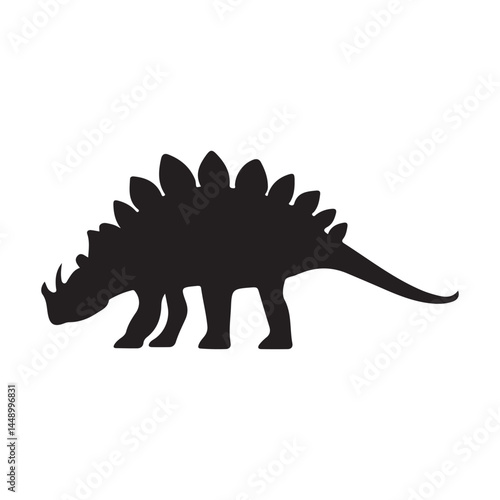 Stegosaurus dinosaur silhouette vector illustration prehistoric animal jurassic period extinct reptile herbivore