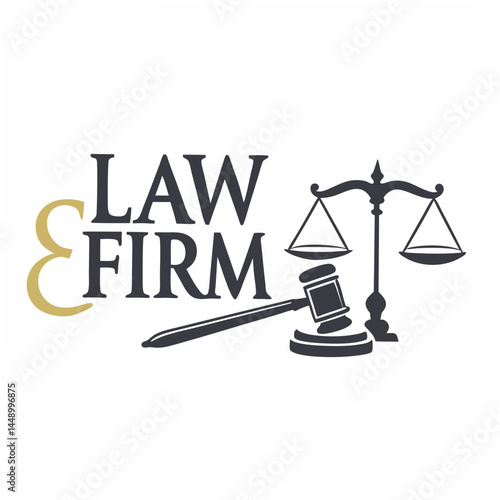 Professional Law Firm Logo Design Featuring Gavel And Justice Scales Graphic