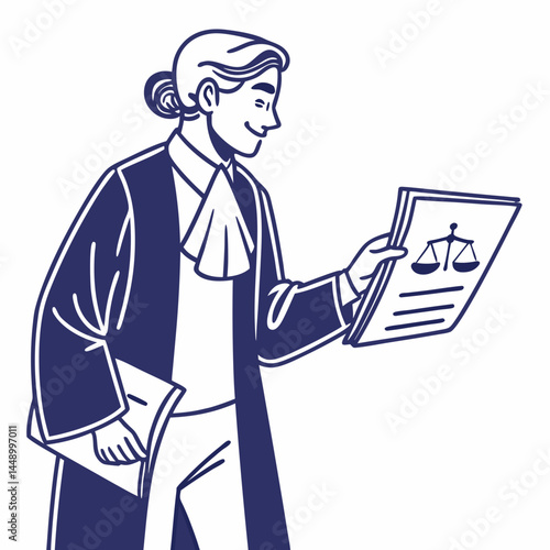 Attorney Holding Document Scales Of Justice Legal System Law Concept Artwork